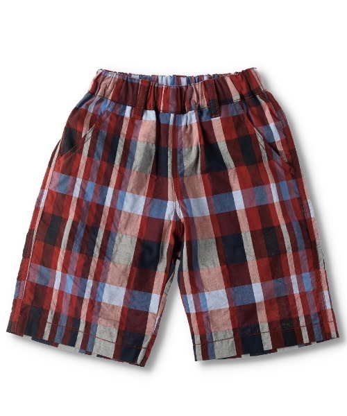 BRANSHES(ブランシェス)の「【プチプラ】【ペア】5分丈チェックパンツ(その他パンツ・キッズ・レッド/ネイビー・140cm/110cm/130cm/120cm/90cm/150cm/100cm)」の1枚目の写真