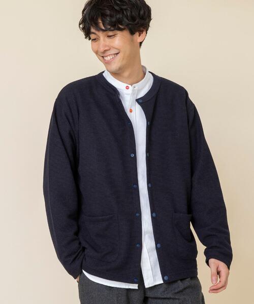 coen(コーエン)の「ポリ鹿の子クルーネックワッフルカーディガン(カーディガン/ボレロ・メンズ・ダークブラウン/ネイビー・X-LARGE/LARGE/MEDIUM/SMALL)」の2枚目の写真