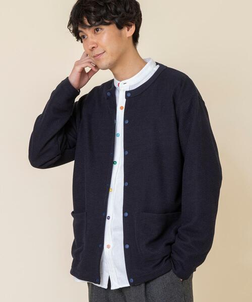 coen(コーエン)の「ポリ鹿の子クルーネックワッフルカーディガン(カーディガン/ボレロ・メンズ・ダークブラウン/ネイビー・X-LARGE/LARGE/MEDIUM/SMALL)」の6枚目の写真