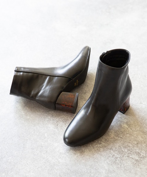 menue(メヌエ)の「クリアヒールシンプルブーツ(ブーツ・レディース・ブラック/ベージュ系その他・LL/3L/S/M/L/XS)」の1枚目の写真