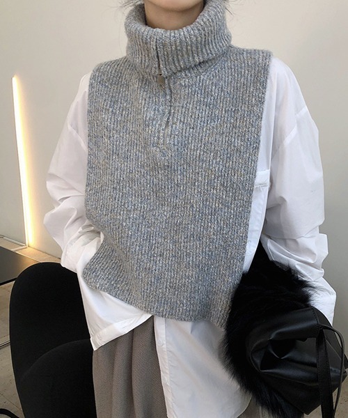 chuclla(チュクラ)の「【chuclla】Zip high-necked knit vest chw1396(ベスト・レディース・ライトグレー/ダークグレー・FREE)」の5枚目の写真