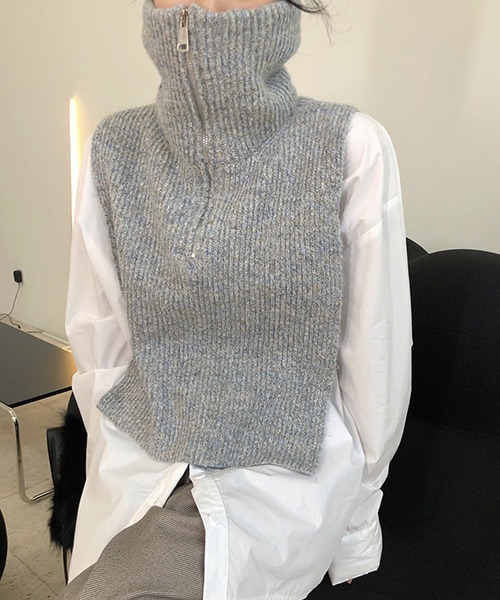chuclla(チュクラ)の「【chuclla】Zip high-necked knit vest chw1396(ベスト・レディース・ライトグレー/ダークグレー・FREE)」の8枚目の写真