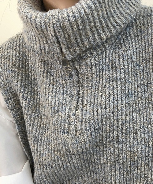 chuclla(チュクラ)の「【chuclla】Zip high-necked knit vest chw1396(ベスト・レディース・ライトグレー/ダークグレー・FREE)」の10枚目の写真