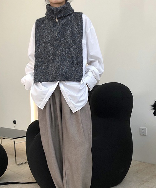 chuclla(チュクラ)の「【chuclla】Zip high-necked knit vest chw1396(ベスト・レディース・ライトグレー/ダークグレー・FREE)」の11枚目の写真