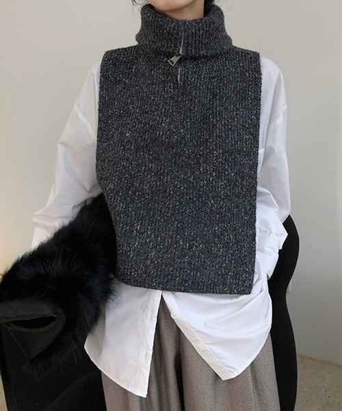 chuclla(チュクラ)の「【chuclla】Zip high-necked knit vest chw1396(ベスト・レディース・ライトグレー/ダークグレー・FREE)」の12枚目の写真