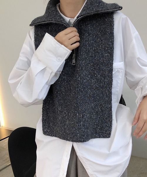 chuclla(チュクラ)の「【chuclla】Zip high-necked knit vest chw1396(ベスト・レディース・ライトグレー/ダークグレー・FREE)」の13枚目の写真