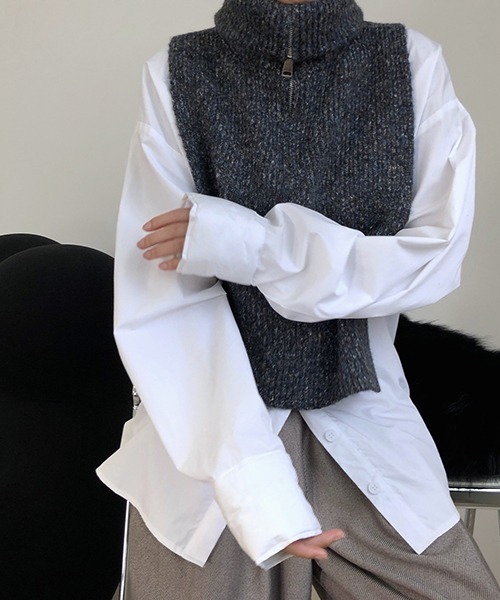 chuclla(チュクラ)の「【chuclla】Zip high-necked knit vest chw1396(ベスト・レディース・ライトグレー/ダークグレー・FREE)」の16枚目の写真