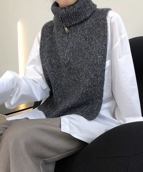chuclla(チュクラ)の「【chuclla】Zip high-necked knit vest chw1396(ベスト・レディース・ライトグレー/ダークグレー・FREE)」の17枚目の写真