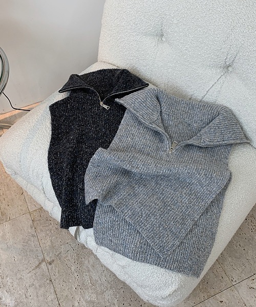 chuclla(チュクラ)の「【chuclla】Zip high-necked knit vest chw1396(ベスト・レディース・ライトグレー/ダークグレー・FREE)」の21枚目の写真