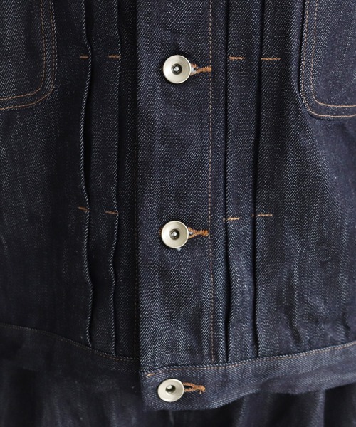yuni ユニ デニムジャケット ノーカラー インディゴ コットン yuni デニムジャケット gジャン cotton denim ノーカラー