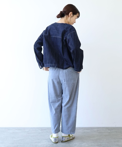 △cotton denim ノーカラー ブルゾン（デニムジャケット）｜yuni（ユニ