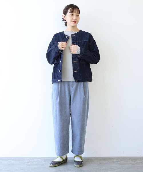 yuni コットンデニムノーカラーブルゾン △cotton denim ノーカラー ブルゾン（デニムジャケット）｜yuni（ユニ