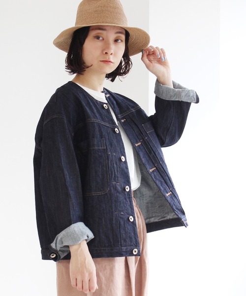 yuni   コットンデニム ノーカラー ブルゾン △cotton denim ノーカラー ブルゾン（デニムジャケット）｜yuni（ユニ