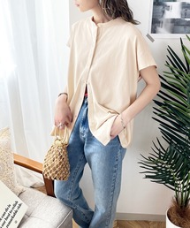 classicalelf | 布帛見え綿100％。しっかり生地のバンドカラーカットソー(シャツ/ブラウス)