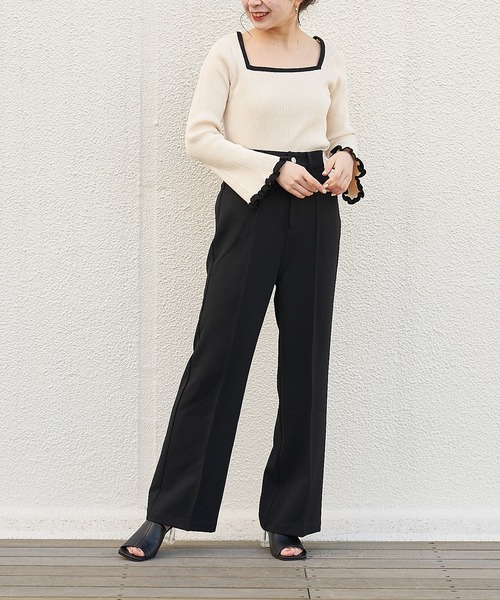 Chico(チコ)の「ハイウエストスラックスパンツ(スラックス・レディース・ブラック/ライトベージュ/オレンジ・FREE)」の5枚目の写真