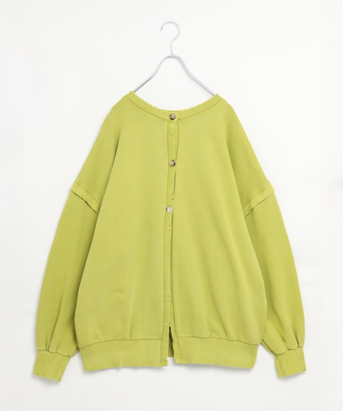 VENCEEXCHANGE（ヴァンスエクスチェンジ）の「2Wayダメージ裏毛ピグメント（Tシャツ/カットソー・レディース・ブラック/オフホワイト/ライム・M）」の10枚目の写真