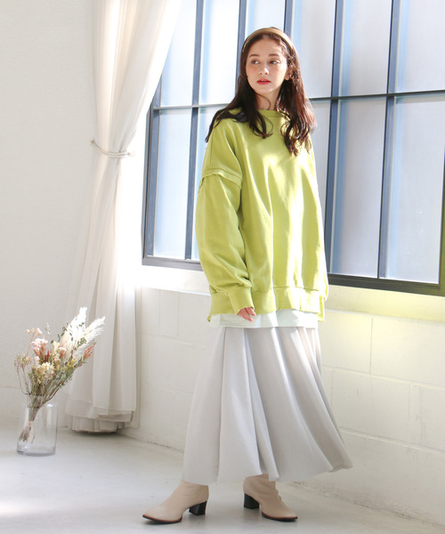 VENCEEXCHANGE（ヴァンスエクスチェンジ）の「2Wayダメージ裏毛ピグメント（Tシャツ/カットソー・レディース・ブラック/オフホワイト/ライム・M）」の16枚目の写真