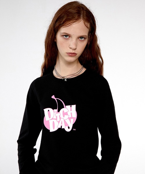 Kirsh キルシー Ditch トップス Day Day オリジナルライン ロングスリーブカットソー Korea フロントチェリーデザイン T Shirts 韓国ブランド 長袖tシャツ Tシャツ カットソー Kirsh キルシー のファッション