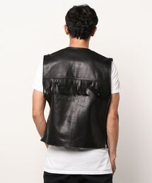 定価11万　Littlebig★21SS レザーベスト　黒 楽天市場】レザーベスト メンズ 牛革 メッシュ 本革ベスト 黒色