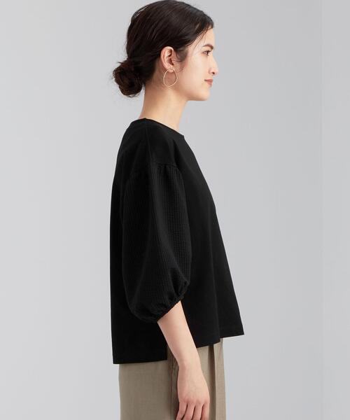 green label relaxing(グリーンレーベルリラクシング)の「FFC ソデ ボリューム イソザイ コンビ プルオーバー カットソー(Tシャツ/カットソー・レディース・ホワイト/ブラック/ベージュ・FREE)」の4枚目の写真