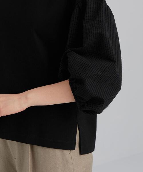 green label relaxing(グリーンレーベルリラクシング)の「FFC ソデ ボリューム イソザイ コンビ プルオーバー カットソー(Tシャツ/カットソー・レディース・ホワイト/ブラック/ベージュ・FREE)」の7枚目の写真