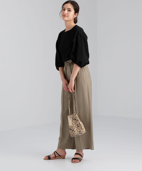 green label relaxing(グリーンレーベルリラクシング)の「FFC ソデ ボリューム イソザイ コンビ プルオーバー カットソー(Tシャツ/カットソー・レディース・ホワイト/ブラック/ベージュ・FREE)」の9枚目の写真