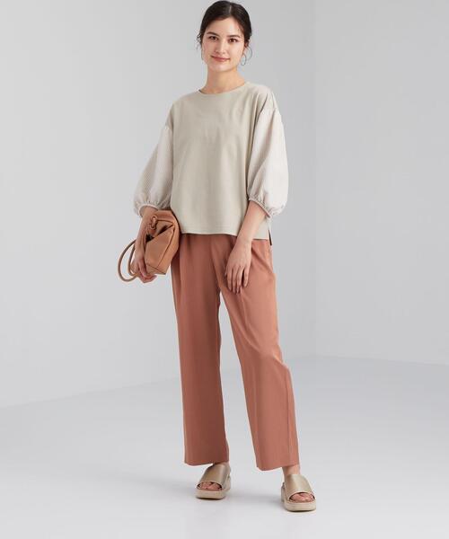 green label relaxing(グリーンレーベルリラクシング)の「FFC ソデ ボリューム イソザイ コンビ プルオーバー カットソー(Tシャツ/カットソー・レディース・ホワイト/ブラック/ベージュ・FREE)」の12枚目の写真