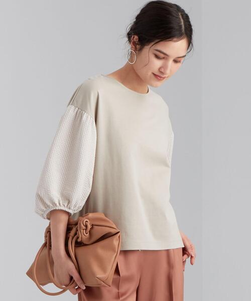 green label relaxing(グリーンレーベルリラクシング)の「FFC ソデ ボリューム イソザイ コンビ プルオーバー カットソー(Tシャツ/カットソー・レディース・ホワイト/ブラック/ベージュ・FREE)」の13枚目の写真