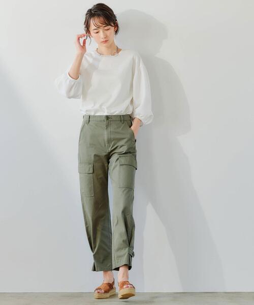 green label relaxing(グリーンレーベルリラクシング)の「FFC ソデ ボリューム イソザイ コンビ プルオーバー カットソー(Tシャツ/カットソー・レディース・ホワイト/ブラック/ベージュ・FREE)」の15枚目の写真