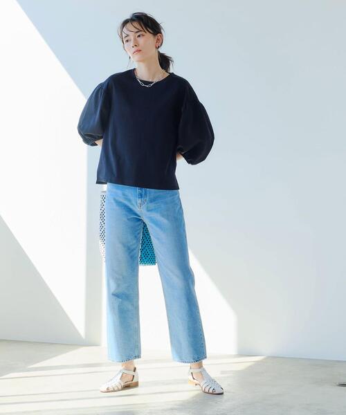 green label relaxing(グリーンレーベルリラクシング)の「FFC ソデ ボリューム イソザイ コンビ プルオーバー カットソー(Tシャツ/カットソー・レディース・ホワイト/ブラック/ベージュ・FREE)」の17枚目の写真