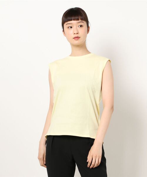 koe（コエ）の「抗菌防臭オーガニックコットンノースリープTシャツ＊（Tシャツ/カットソー・レディース・ピンク/ライトベージュ/ライトカーキ/ライトグレー/ホワイト/イエロー/ブラック/サックスブルー・MEDIUM/LARGE）」の7枚目の写真