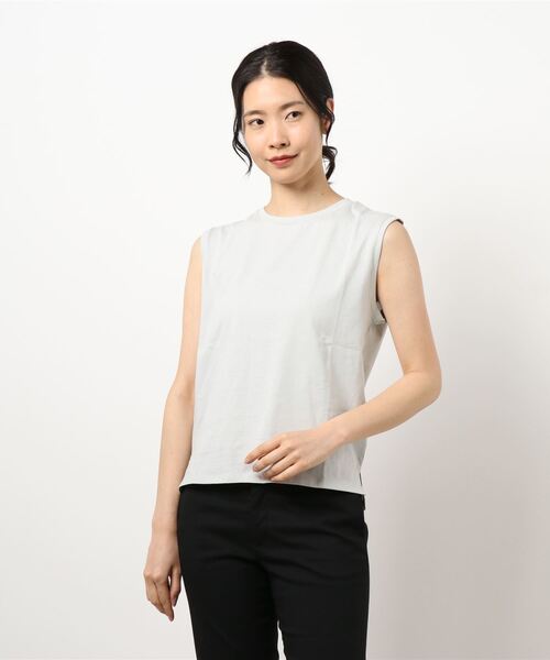 koe（コエ）の「抗菌防臭オーガニックコットンノースリープTシャツ＊（Tシャツ/カットソー・レディース・ピンク/ライトベージュ/ライトカーキ/ライトグレー/ホワイト/イエロー/ブラック/サックスブルー・MEDIUM/LARGE）」の3枚目の写真