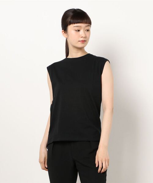 koe（コエ）の「抗菌防臭オーガニックコットンノースリープTシャツ＊（Tシャツ/カットソー・レディース・ピンク/ライトベージュ/ライトカーキ/ライトグレー/ホワイト/イエロー/ブラック/サックスブルー・MEDIUM/LARGE）」の2枚目の写真