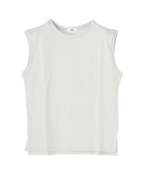koe（コエ）の「抗菌防臭オーガニックコットンノースリープTシャツ＊（Tシャツ/カットソー・レディース・ピンク/ライトベージュ/ライトカーキ/ライトグレー/ホワイト/イエロー/ブラック/サックスブルー・MEDIUM/LARGE）」の22枚目の写真
