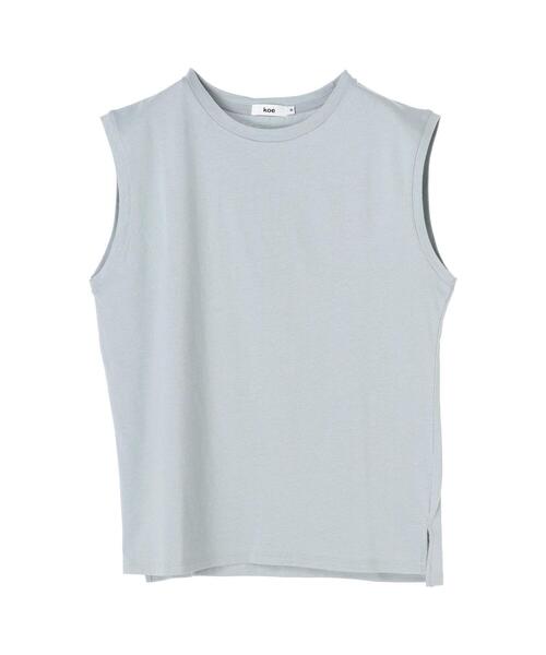 koe（コエ）の「抗菌防臭オーガニックコットンノースリープTシャツ＊（Tシャツ/カットソー・レディース・ピンク/ライトベージュ/ライトカーキ/ライトグレー/ホワイト/イエロー/ブラック/サックスブルー・MEDIUM/LARGE）」の20枚目の写真