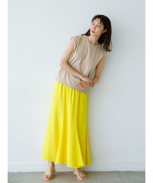 koe（コエ）の「抗菌防臭オーガニックコットンノースリープTシャツ＊（Tシャツ/カットソー・レディース・ピンク/ライトベージュ/ライトカーキ/ライトグレー/ホワイト/イエロー/ブラック/サックスブルー・MEDIUM/LARGE）」の9枚目の写真