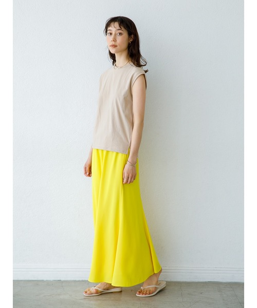 koe（コエ）の「抗菌防臭オーガニックコットンノースリープTシャツ＊（Tシャツ/カットソー・レディース・ピンク/ライトベージュ/ライトカーキ/ライトグレー/ホワイト/イエロー/ブラック/サックスブルー・MEDIUM/LARGE）」の13枚目の写真