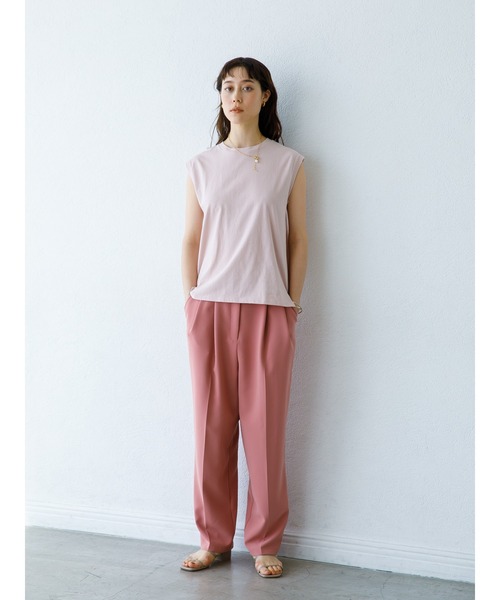 koe（コエ）の「抗菌防臭オーガニックコットンノースリープTシャツ＊（Tシャツ/カットソー・レディース・ピンク/ライトベージュ/ライトカーキ/ライトグレー/ホワイト/イエロー/ブラック/サックスブルー・MEDIUM/LARGE）」の15枚目の写真