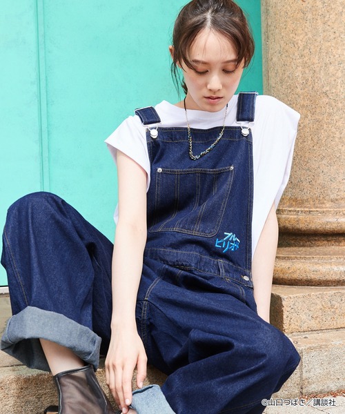 MONO-MART（モノマート）の「【ブルーピリオド】コラボ オーバーサイズ ロゴ刺繍 コットンオーバーオール（サロペット/オーバーオール・メンズ・ホワイト系その他/ブラック系その他/ブルー系その他・M/L）」の3枚目の写真