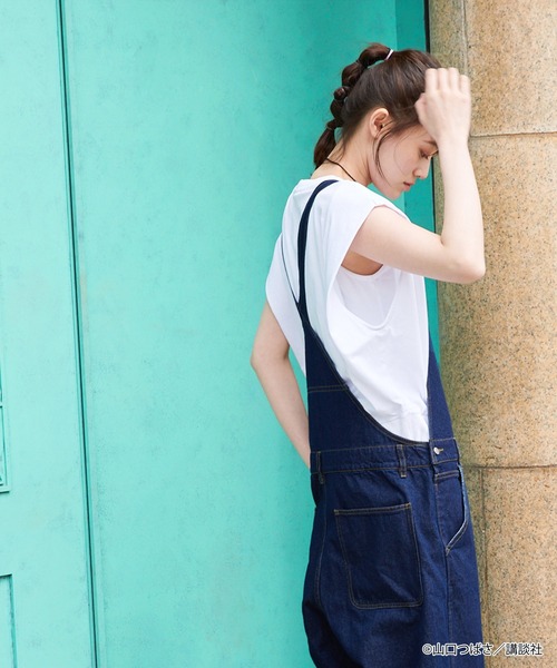 MONO-MART（モノマート）の「【ブルーピリオド】コラボ オーバーサイズ ロゴ刺繍 コットンオーバーオール（サロペット/オーバーオール・メンズ・ホワイト系その他/ブラック系その他/ブルー系その他・M/L）」の10枚目の写真