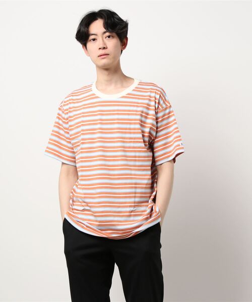 Lee（リー）の「マルチボーダー　半袖Tシャツ（Tシャツ/カットソー・メンズ・オレンジ/オレンジ系その他・LARGE/SMALL/MEDIUM）」の13枚目の写真