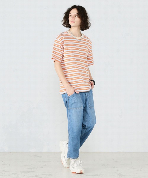 Lee（リー）の「マルチボーダー　半袖Tシャツ（Tシャツ/カットソー・メンズ・オレンジ/オレンジ系その他・LARGE/SMALL/MEDIUM）」の18枚目の写真