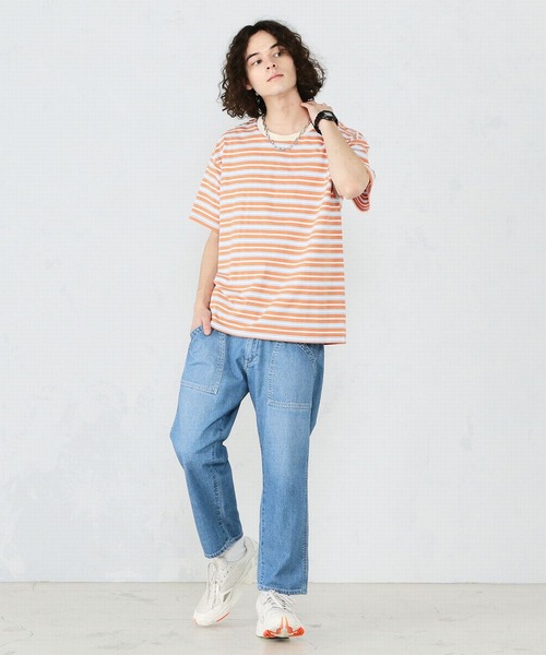 Lee（リー）の「マルチボーダー　半袖Tシャツ（Tシャツ/カットソー・メンズ・オレンジ/オレンジ系その他・LARGE/SMALL/MEDIUM）」の12枚目の写真