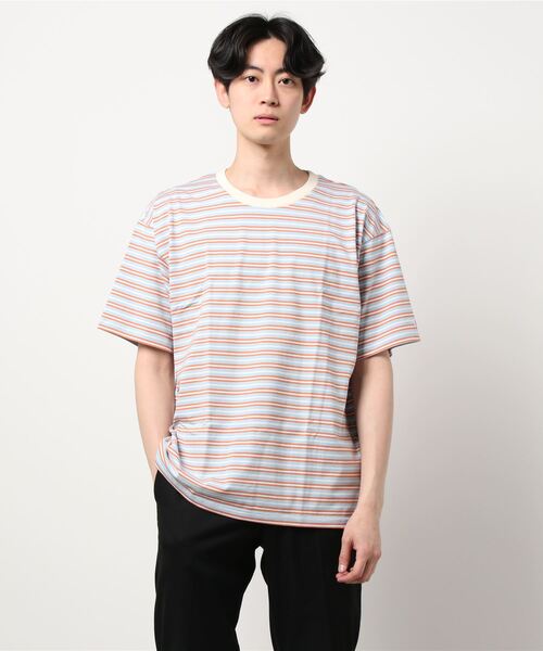 Lee（リー）の「マルチボーダー　半袖Tシャツ（Tシャツ/カットソー・メンズ・オレンジ/オレンジ系その他・LARGE/SMALL/MEDIUM）」の9枚目の写真