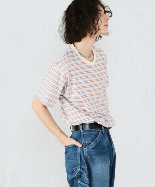 Lee（リー）の「マルチボーダー　半袖Tシャツ（Tシャツ/カットソー・メンズ・オレンジ/オレンジ系その他・LARGE/SMALL/MEDIUM）」の15枚目の写真