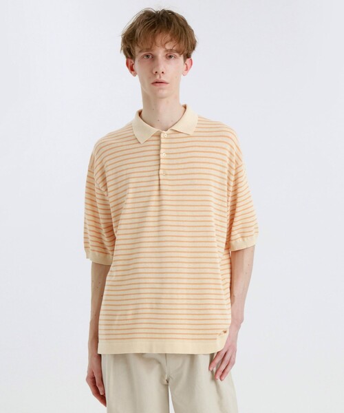 GREY LABEL ボーダーポロニット