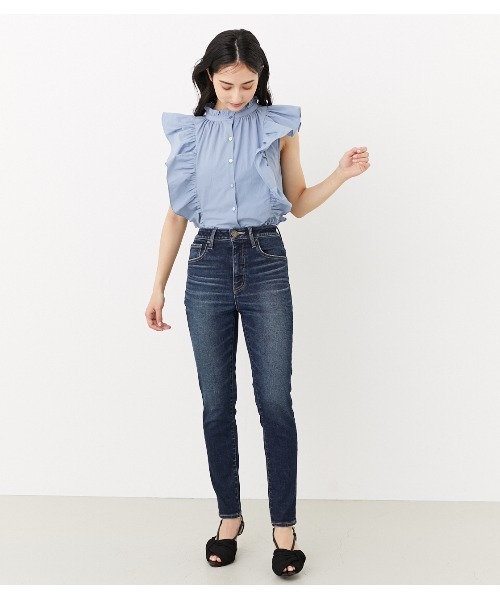 rienda(リエンダ)の「ノースリフリルブラウス(シャツ/ブラウス・レディース・ダークグレー/ブルー/ホワイト・FREE)」の6枚目の写真