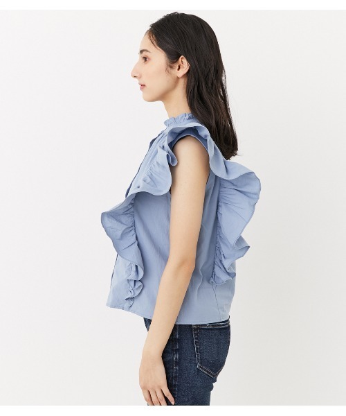 rienda(リエンダ)の「ノースリフリルブラウス(シャツ/ブラウス・レディース・ダークグレー/ブルー/ホワイト・FREE)」の8枚目の写真