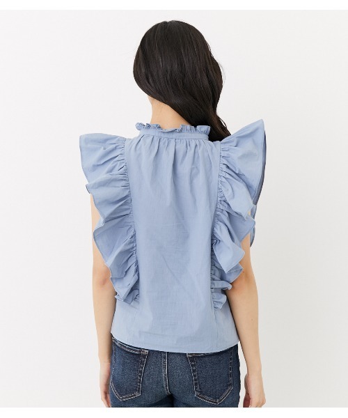 rienda(リエンダ)の「ノースリフリルブラウス(シャツ/ブラウス・レディース・ダークグレー/ブルー/ホワイト・FREE)」の9枚目の写真