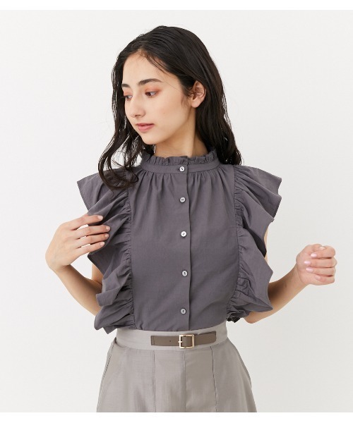 rienda(リエンダ)の「ノースリフリルブラウス(シャツ/ブラウス・レディース・ダークグレー/ブルー/ホワイト・FREE)」の11枚目の写真